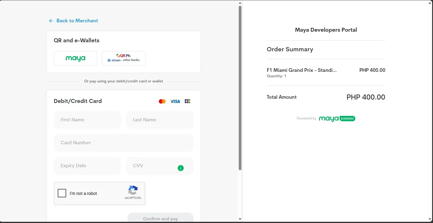 Korsa Cafe checkout on a third-party payment page with e-wallet and card options